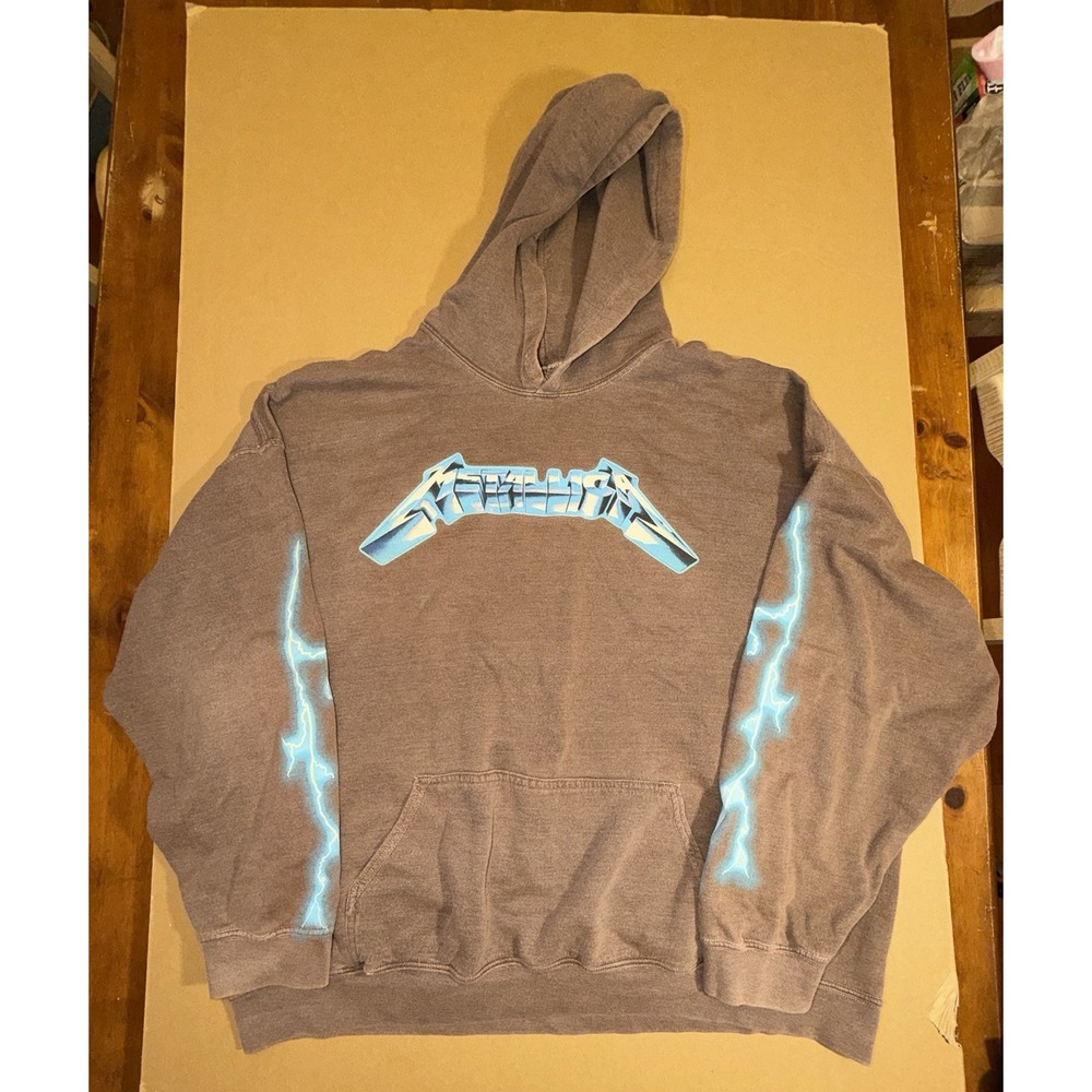 METALLICA Men's Hoodie Pullover Sweatshirt Band Metal Rock Lightning Size 2XL